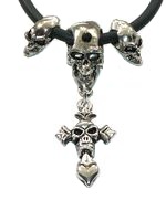 Přívěsek na šňůrce - Skull and Skull Cross