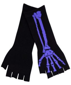 Rukavice bezprsté dlouhé Skeleton fialové