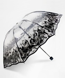 Gotický deštník průhledný skládací - Black Roses