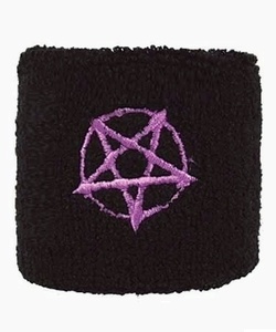 Potítko černé - Pentagram fialový