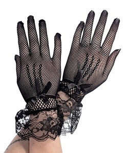 Gotické síťované celoprsté rukavice s krajkou