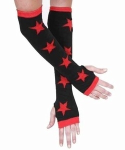 Punkové rukavice s červenými hvězdami