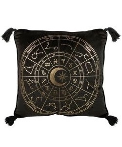 Gotický polštář - Black Astrology Wheel 