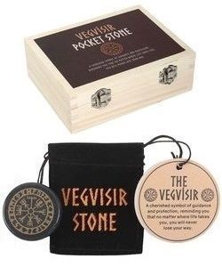 Box dřevěný a 2 ks talismanu Vegvísir