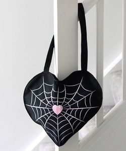 Gotická taška černá plátěná - Spiderweb Heart