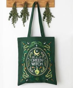 Gotická taška zelená plátěná - Green Witch