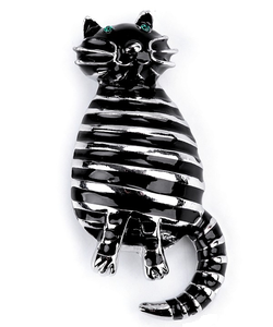 Brož kočka černá pruhovaná