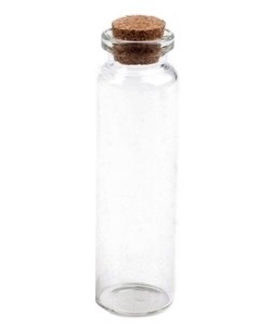 Skleněná lahvička s korkem vysoká úzká 7,5 cm