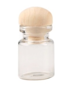 Skleněná lahvička s dřevěným víčkem malá