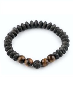 Náramek z lávových korálků a tygřím okem