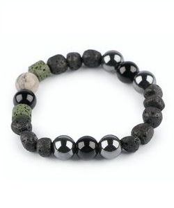 Náramek z lávových korálků a mixem