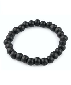 Náramek z černých dřevěných korálků