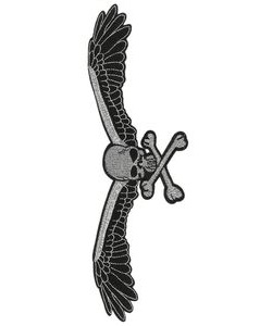 Nášivka velká - Okřídlená lebka stříbrná