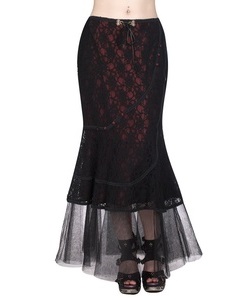 Gotická sukně dámská dlouhá krajková červeno-černá