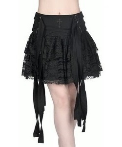 Gotická minisukně dámská s krajkou a pásky