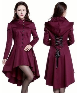Gotický kabát dámský Marion vínový
