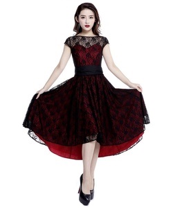 Gotické šaty dámské Evelyn červeno-černé