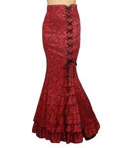 Gotická sukně dámská dlouhá Jacquard červená