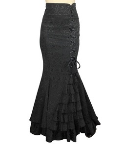 Gotická sukně dámská dlouhá Jacquard černá