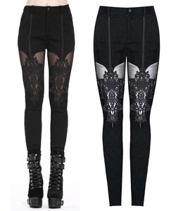 Gotické kalhoty dámské Brocade Mesh
