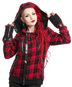 Punková bunda dámská červená kostkovaná
