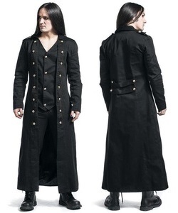 Gotický kabát pánský dlouhý Dorian -stříbrné knof.