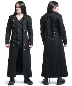 Gotický kabát pánský dlouhý Dorian -mosazné knof.