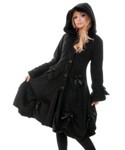 Gotický kabát dámský černý s mašlemi