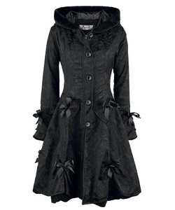 Gotický kabát dámský černý s mašlemi Rose