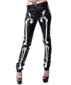 Rockové kalhoty dámské Skeleton PVC