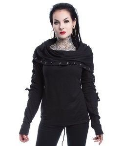 Gotická mikina dámská s límcovou kapucí