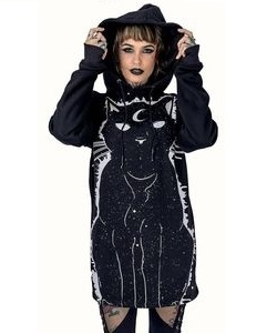 Gotická mikina dámská Moon Kitty