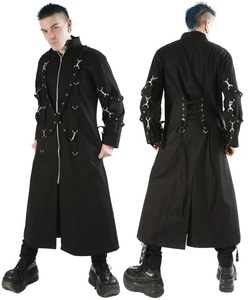 Gotický kabát pánský dlouhý s popruhy