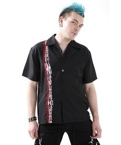 Košile pánská černá s výšivkou Tribal Tattoo
