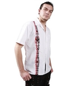 Košile pánská bílá s výšivkou Tribal Tattoo