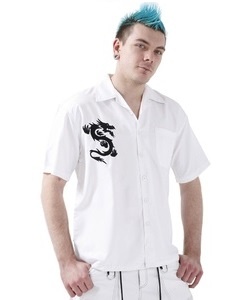 Košile pánská bílá s výšivkou Tribal Dragon