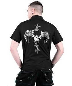 Gotická košile pánská s lebkou na kříži