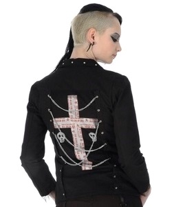 Punkové sako dámské s křížem na zádech