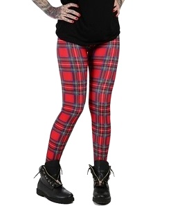 Punkové legíny dámské Red Tartan