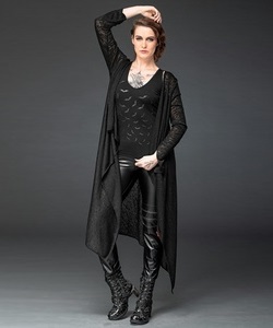 Gotický cardigan dámský dlouhý pletený