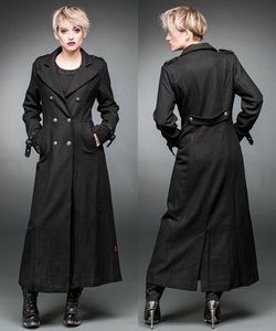 Gotický kabát dámský dlouhý s dvouřadou légou