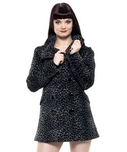 Punkový kabát dámský šedý leopard