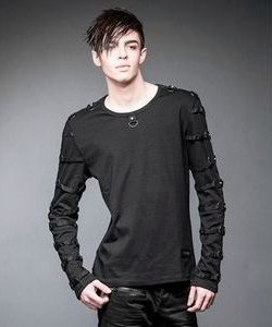 Gotický top pánský s popruhy na rukávech
