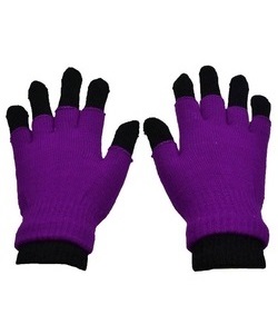 Gotické celoprsté rukavice dámské dvojité fialové